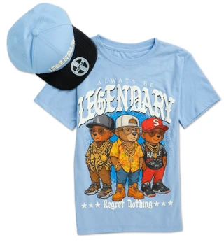 Thumbnail 1: OG Hustle  Boys 2 Pc Legendary Regret Nothing Bears Tee with Cap 