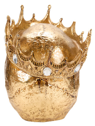 Thumbnail 2: 9 in Resin Jewel Crowned Skull Halloween Decor 
