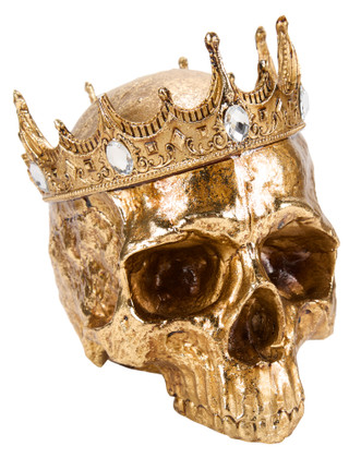 Thumbnail 1: 9 in Resin Jewel Crowned Skull Halloween Decor 