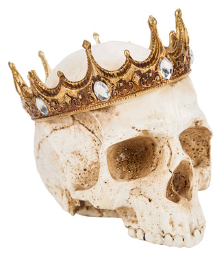 Thumbnail 1: 9 in Resin Jewel Crowned Skull Halloween Decor 