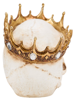 Thumbnail 2: 9 in Resin Jewel Crowned Skull Halloween Decor 