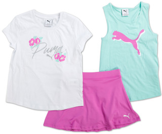 Thumbnail 1: Puma Girls 3 Pc Logo Tee Tank & Skort Set 