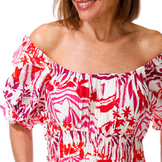 Thumbnail 4: MELLODAY Women's Short Sleeve Smocked Print Maxi Dress 