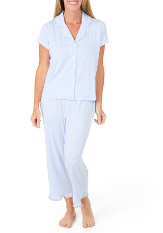 Thumbnail 1: Laura Ashley Women's 2 Pc Striped Pajama Pants Set 