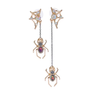 Thumbnail 1: Betsey Johnson Women's Halloween Spider Web Dangle Earrings 