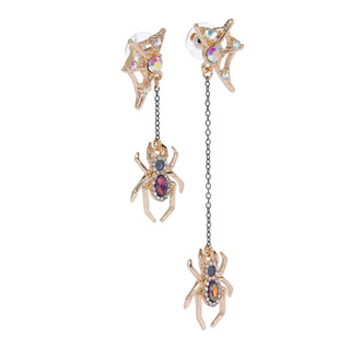 Thumbnail 4: Betsey Johnson Women's Halloween Spider Web Dangle Earrings 