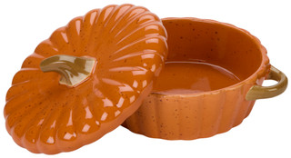 Thumbnail 2: 10 Strawberry Street 8 In Speckled Pumpkin Dish With Cover 