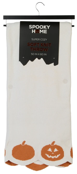 Thumbnail 1: Spooky Home 50x60 Scallop Edge  Halloween Pumpkin Throw 