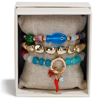 Thumbnail 1: Nicole Miller Women's Three Row Fish Beaded Bracelet 