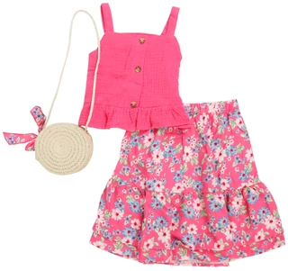 Thumbnail 1: B TWEEN Toddler Girl's 3 Pc Peplum Tank Maxi Skirt Set with Bag 