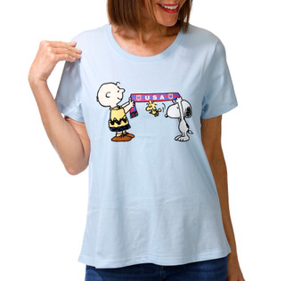 Thumbnail 1: Peanuts Women's Short Sleeve Charlie Brown USA Tee 
