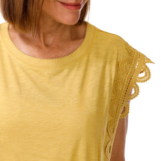 Thumbnail 2: Democracy Women's Short Sleeve Scalloped Trim Knit Top 