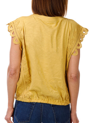 Thumbnail 3: Democracy Women's Short Sleeve Scalloped Trim Knit Top 