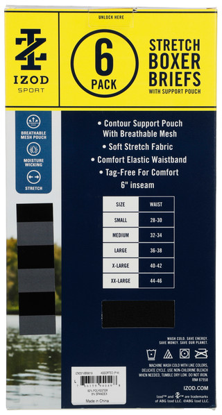 Thumbnail 2: IZOD Men's 6 Pk Stretch Boxer Briefs w/ Support Pouch 