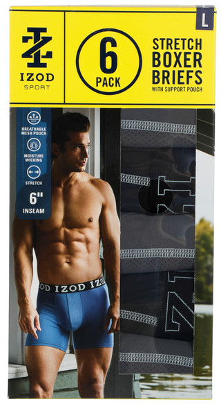 Thumbnail 1: IZOD Men's 6 Pk Stretch Boxer Briefs w/ Support Pouch 
