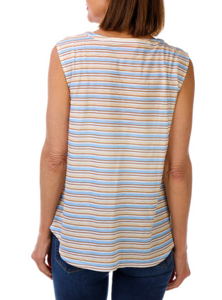 Thumbnail 2: Hearts of Palm Women's Sleeveless Tie Front Henley Top 