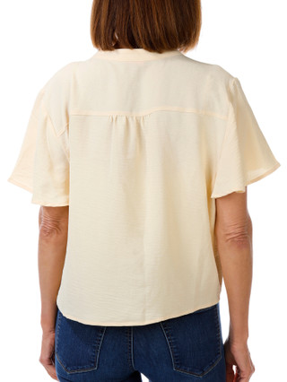 Thumbnail 2: Hearts of Palm Women's Short Sleeve Crinkle Tie Front Button Top 