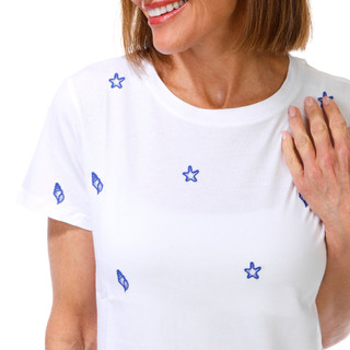 Thumbnail 2: Philosophy Petite Short Sleeve Embroidered Sea Life Top 