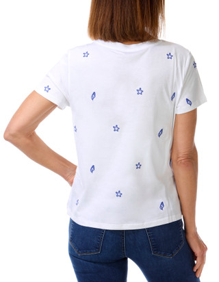 Thumbnail 3: Philosophy Petite Short Sleeve Embroidered Sea Life Top 