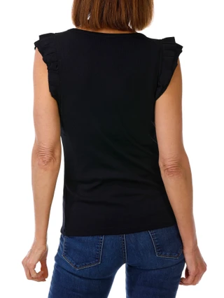 Thumbnail 3: Democracy Petite Short Sleeve Solid Ribbed Top 