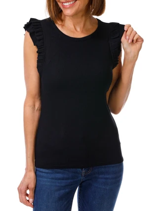 Thumbnail 1: Democracy Petite Short Sleeve Solid Ribbed Top 