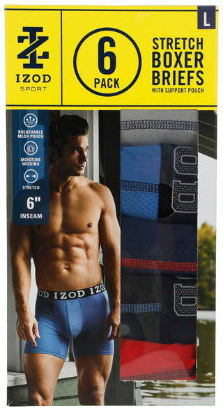 Thumbnail 1: IZOD Men's 6 Pk Stretch Boxer Briefs w/ Support Pouch 