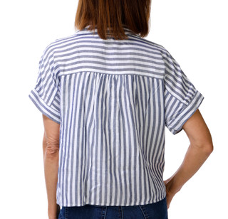 Thumbnail 3: Dash Petite Short Sleeve Striped Button Down Top 