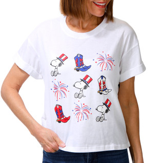 Thumbnail 1: Peanuts Women's Short Sleeve Snoopy USA Tee 