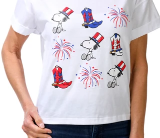 Thumbnail 3: Peanuts Women's Short Sleeve Snoopy USA Tee 
