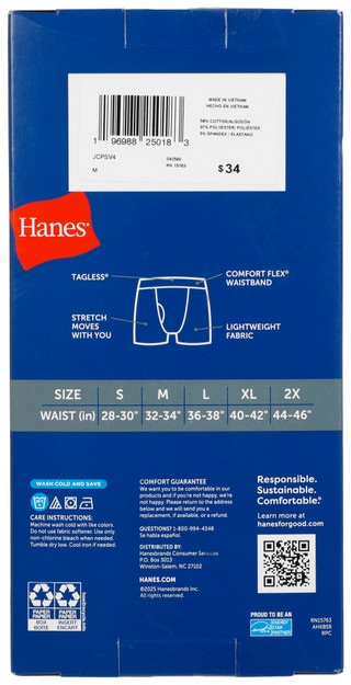 Thumbnail 2: Hanes Men's 4 Pk Cotton Stretch Boxer Briefs 