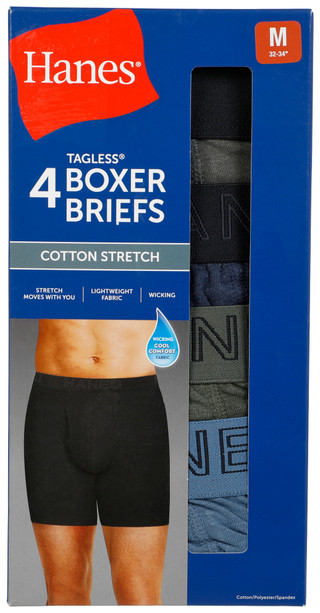 Thumbnail 1: Hanes Men's 4 Pk Cotton Stretch Boxer Briefs 