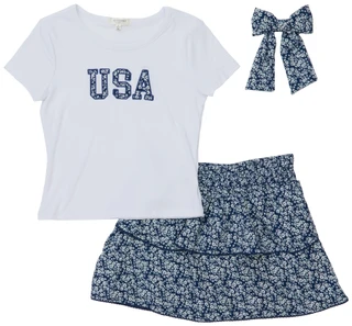 Thumbnail 1: No Comment Girls 2 Pc Floral Skirt Set 