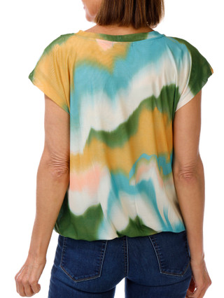 Thumbnail 2: Democracy Women's Short Sleeve Scoop Neck Mesh Top 