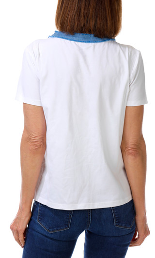 Thumbnail 2: Nautica Women's Short Sleeve Denim Trim Henley Top 