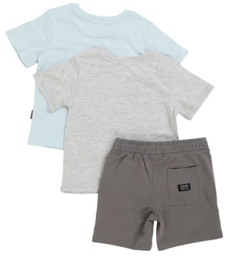 Thumbnail 2: VOLCOM Boy's 3 Pc Short Sleeve Logo Tee Knit Short Set 