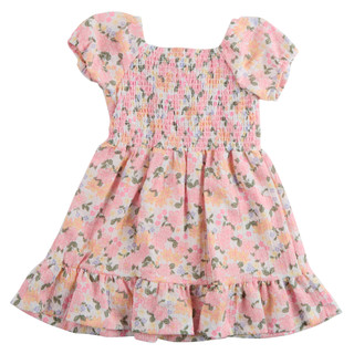 Thumbnail 1: Little Lass Girls Smock Tiered Floral Dress 