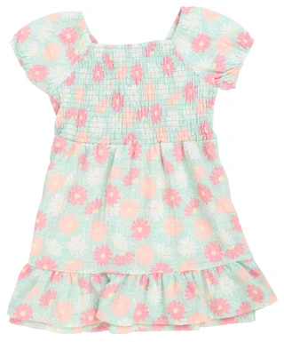 Thumbnail 1: Little Lass Girls Smock Tiered Floral Dress 