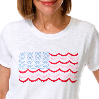 Thumbnail 3: Philosophy Petite Short Sleeve Embroidered USA Flag Tee 