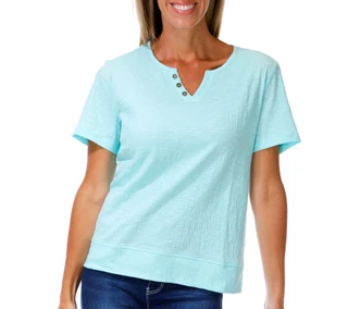 Thumbnail 1: Coral Bay Women's Short Sleeve Split Neck Tee 