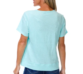 Thumbnail 2: Coral Bay Women's Short Sleeve Split Neck Tee 