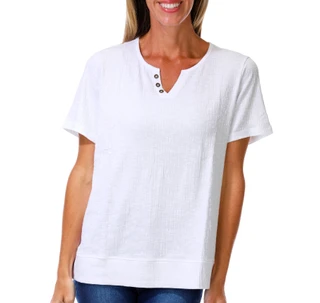 Thumbnail 1: Coral Bay Women's Short Sleeve Split Neck Tee 