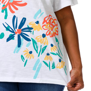 Thumbnail 2: Coral Bay Women's Plus V-Neckline Embellished Short Sleeve Top 