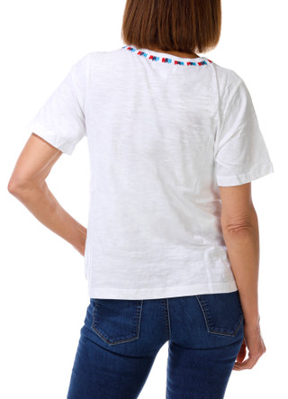 Thumbnail 3: Coral Bay Women's Short Sleeve Embroidered Neck Knit Top 