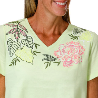 Thumbnail 3: Coral Bay Petite Short Sleeve Floral V Neck Top 