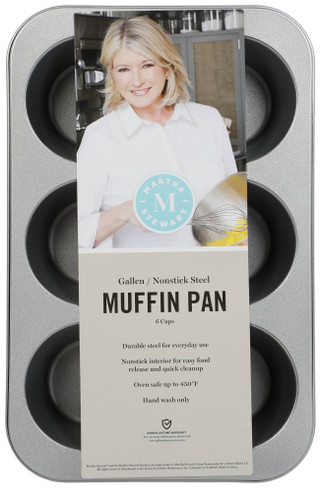 Thumbnail 1: Martha Stewart 6 Cup Nonstick Steel Muffin Pan 