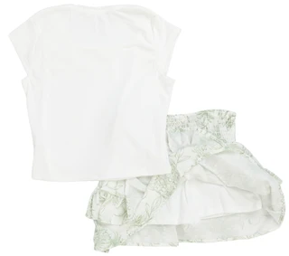 Thumbnail 2: Love Squared Girls 2 Pc Ribbed Tank Print Skirt Set 