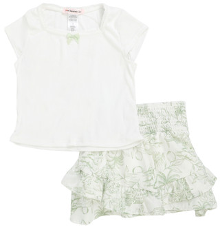 Thumbnail 1: Love Squared Girls 2 Pc Ribbed Tank Print Skirt Set 