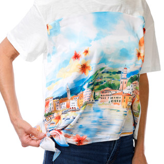 Thumbnail 3: Democracy Petite Elbow Sleeve Side Tie Graphic Top 