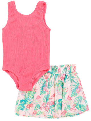 Thumbnail 1: ROXY Little Girls' One-Piece Swimsuit & Skirt Set 