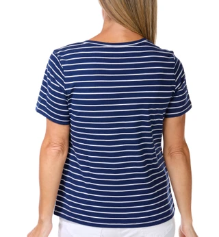 Thumbnail 2: Coral Bay Women's Petite Embroidered Short Sleeve Top 